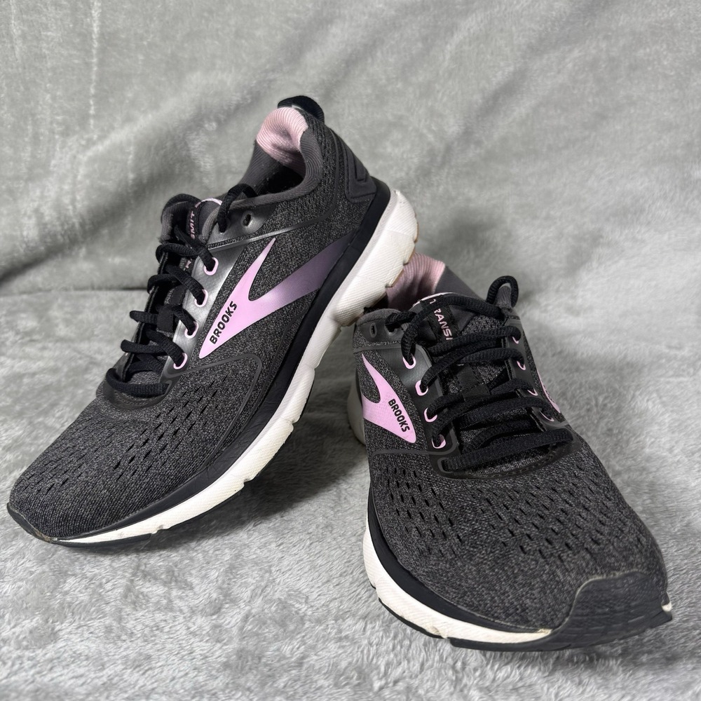 Brooks Women's 8.5 B Transmit 3 Road Running Shoes Black  White & Pink Work Wear